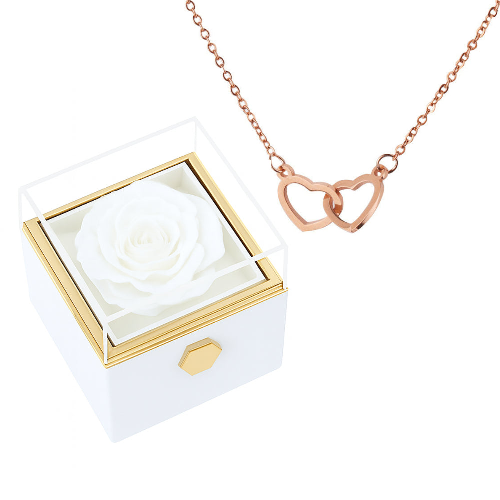 Boîte Rose Éternelle & Collier Personnalisé Plaqué Or 18K