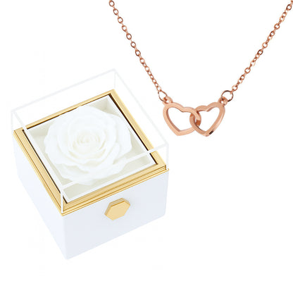 Boîte Rose Éternelle & Collier Personnalisé Plaqué Or 18K