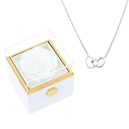 Boîte Rose Éternelle & Collier Personnalisé Plaqué Or 18K